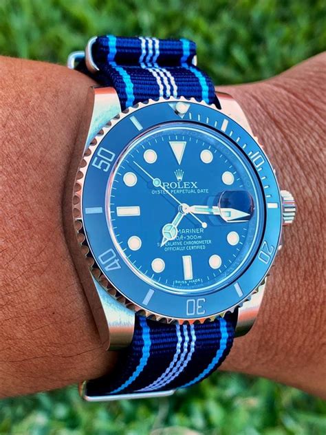 rolex submariner oyster band replacement|Rolex Submariner with NATO strap.